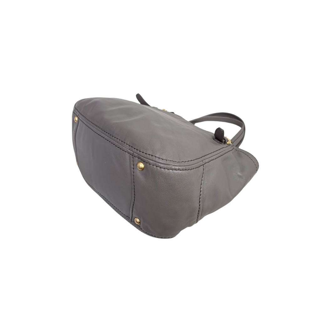 Signature Hobo Bag Vitello Daino Leather Grey Gold Hardware