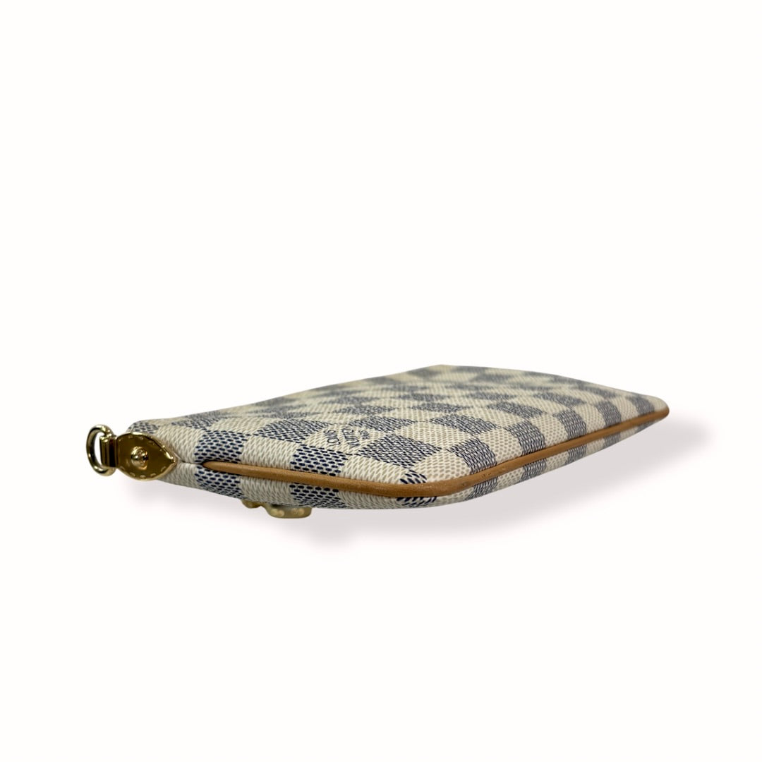 Damier Azur Pochette Milla MM White Gold Hardware