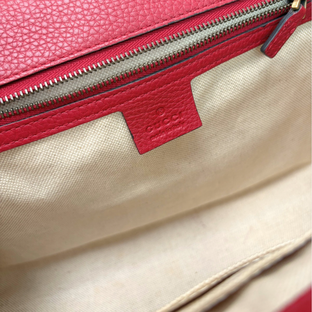 GG Marmont Two Way Flap Red Calfskin Leather Gold Hardware