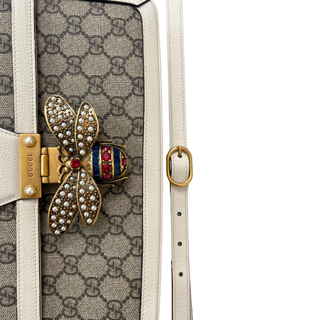 Queen Margaret GG Supreme Canvas White/Beige Gold Hardware