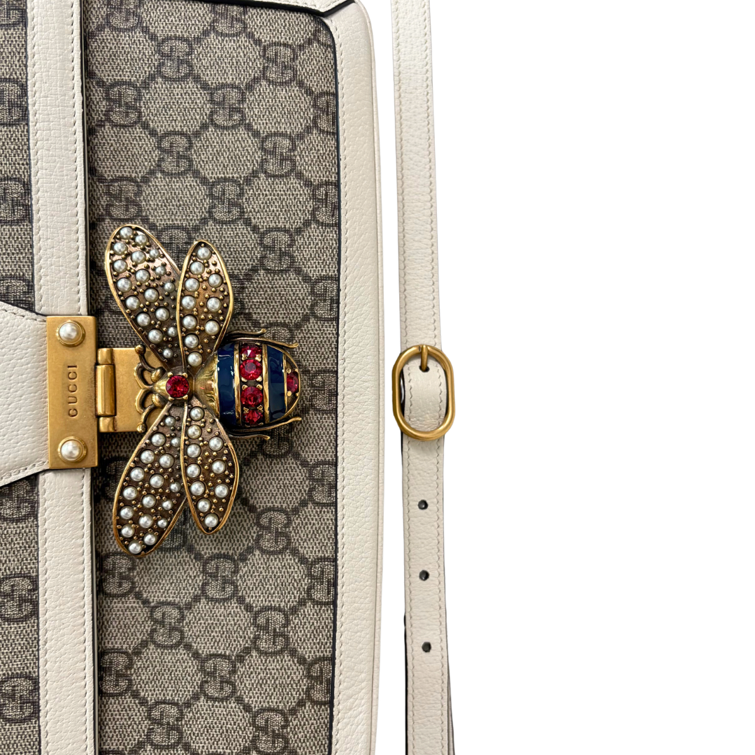 Queen Margaret GG Supreme Canvas White/Beige Gold Hardware