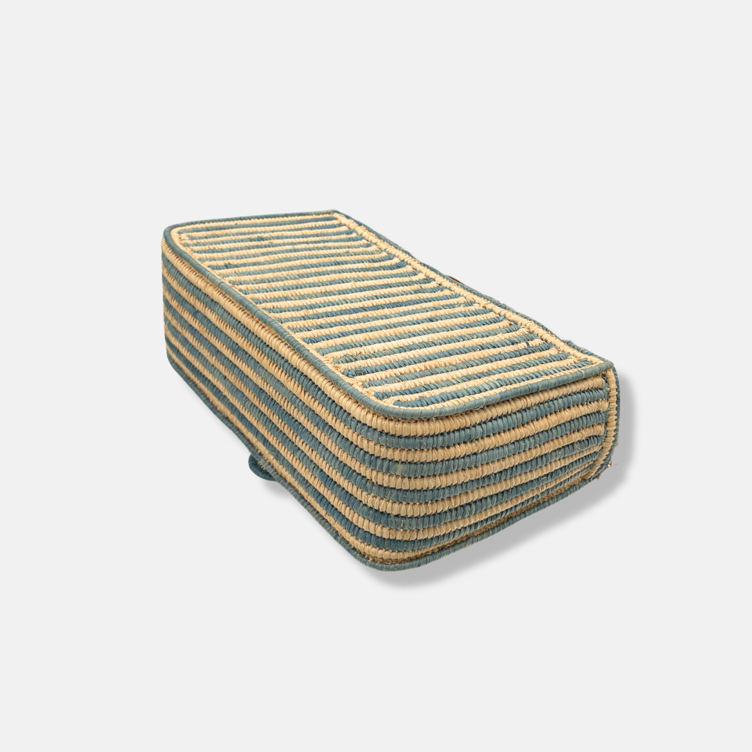 Raffia Woven Blue GG Marmont Shoulder Bag Gold Hardware