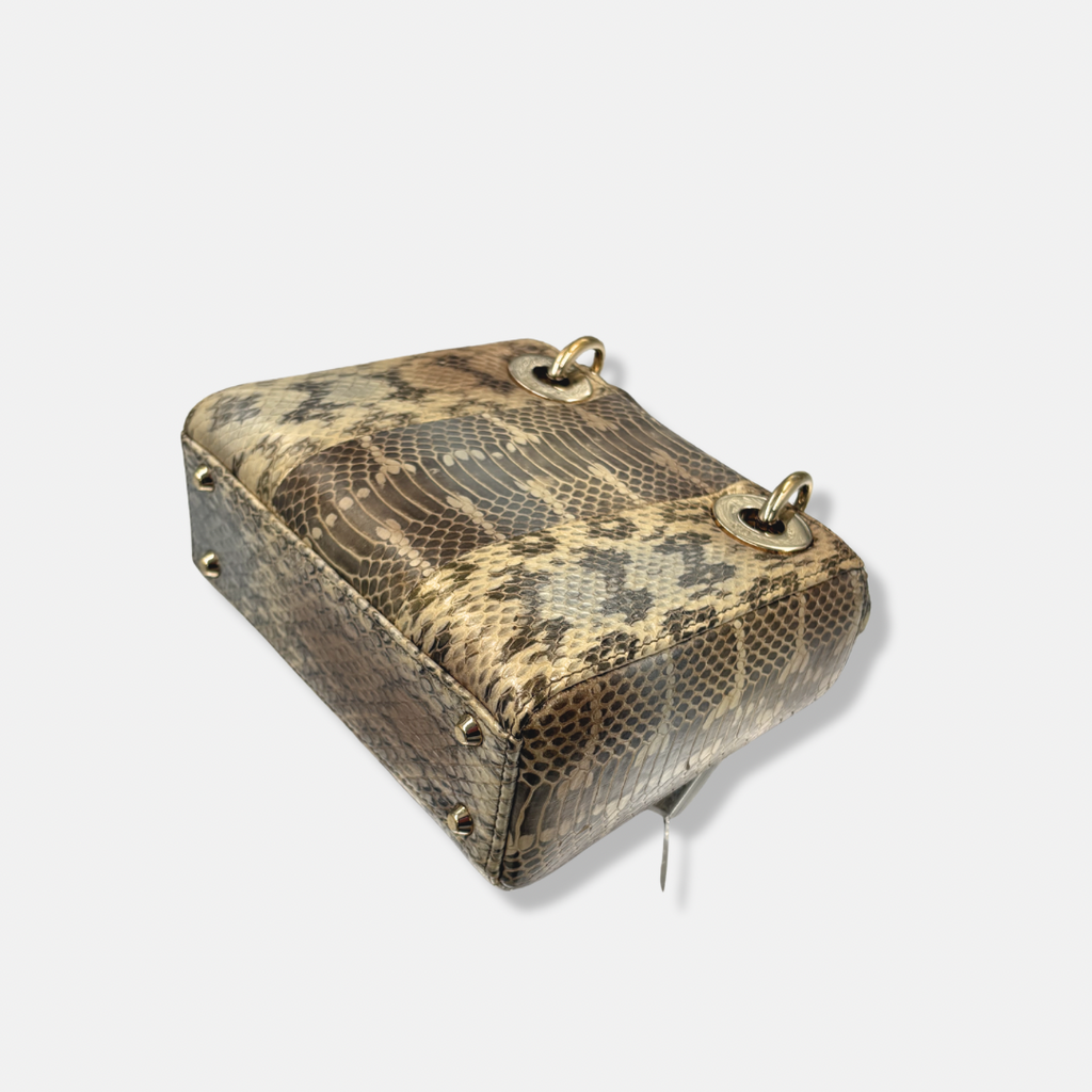 Mini Lady Dior Python Snakeskin Gold Hardware