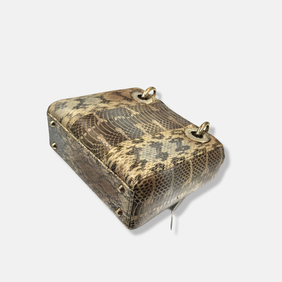 Mini Lady Dior Python Snakeskin Gold Hardware