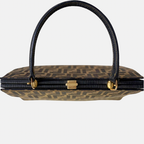 Zucca Canvas Vintage Handbag Brown Gold Hardware