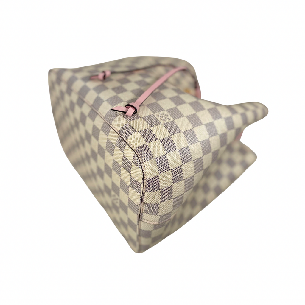 NèoNoè MM Bucket Bag Damier Azur Canvas Rose Ballerina Gold Hardware