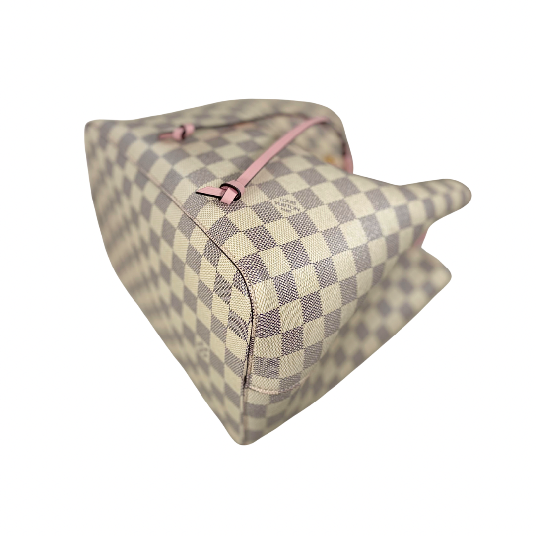 NèoNoè MM Bucket Bag Damier Azur Canvas Rose Ballerina Gold Hardware