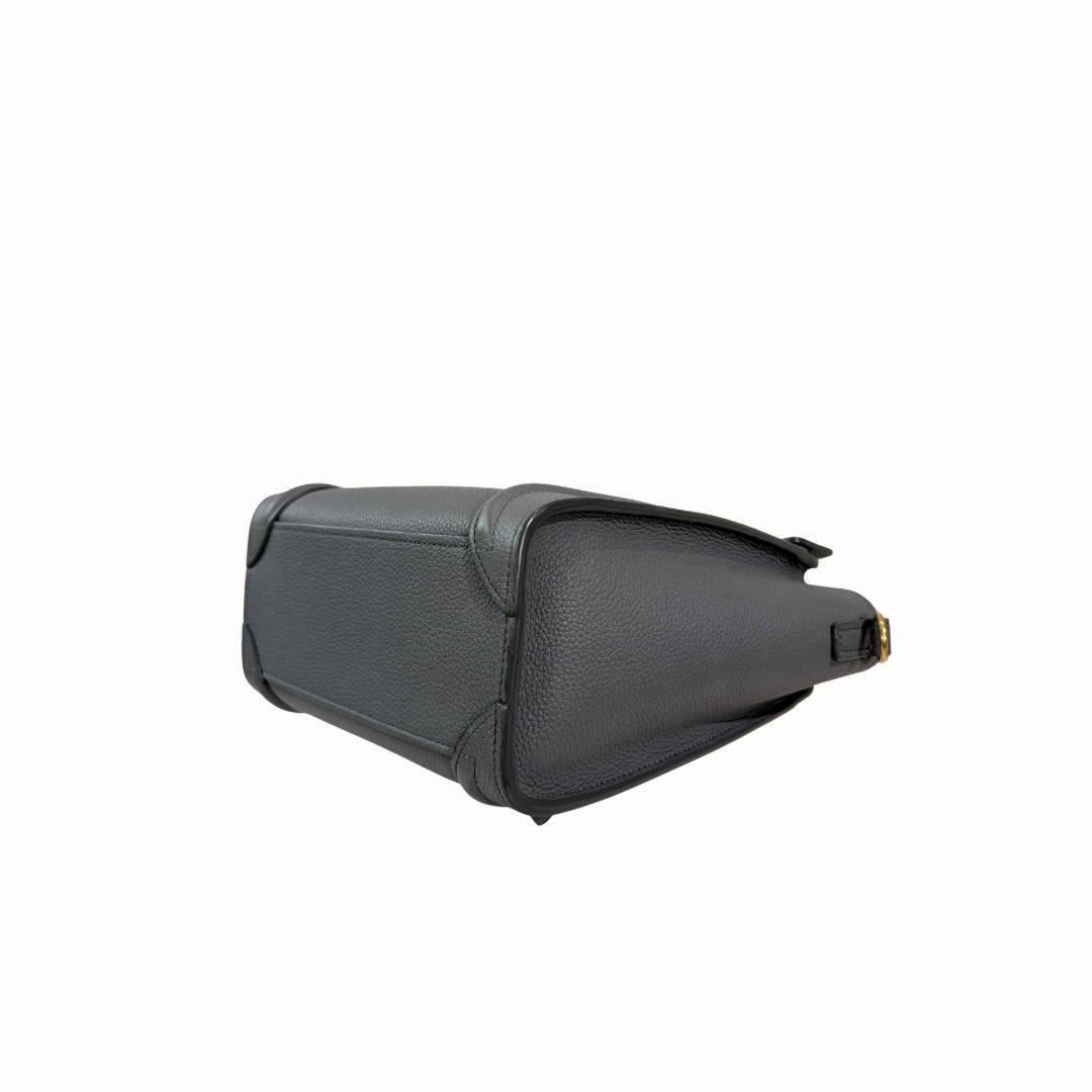 Nano Luggage Grey Kohl Drummed Calfskin Leather