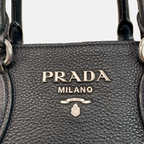Vitello Phenix Black Tote Bag Silver Hardware