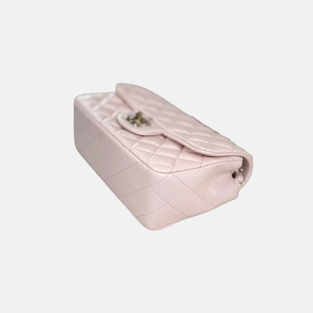 Mini Flap Pale Pink Lambskin Leather Gold Hardware Microchip
