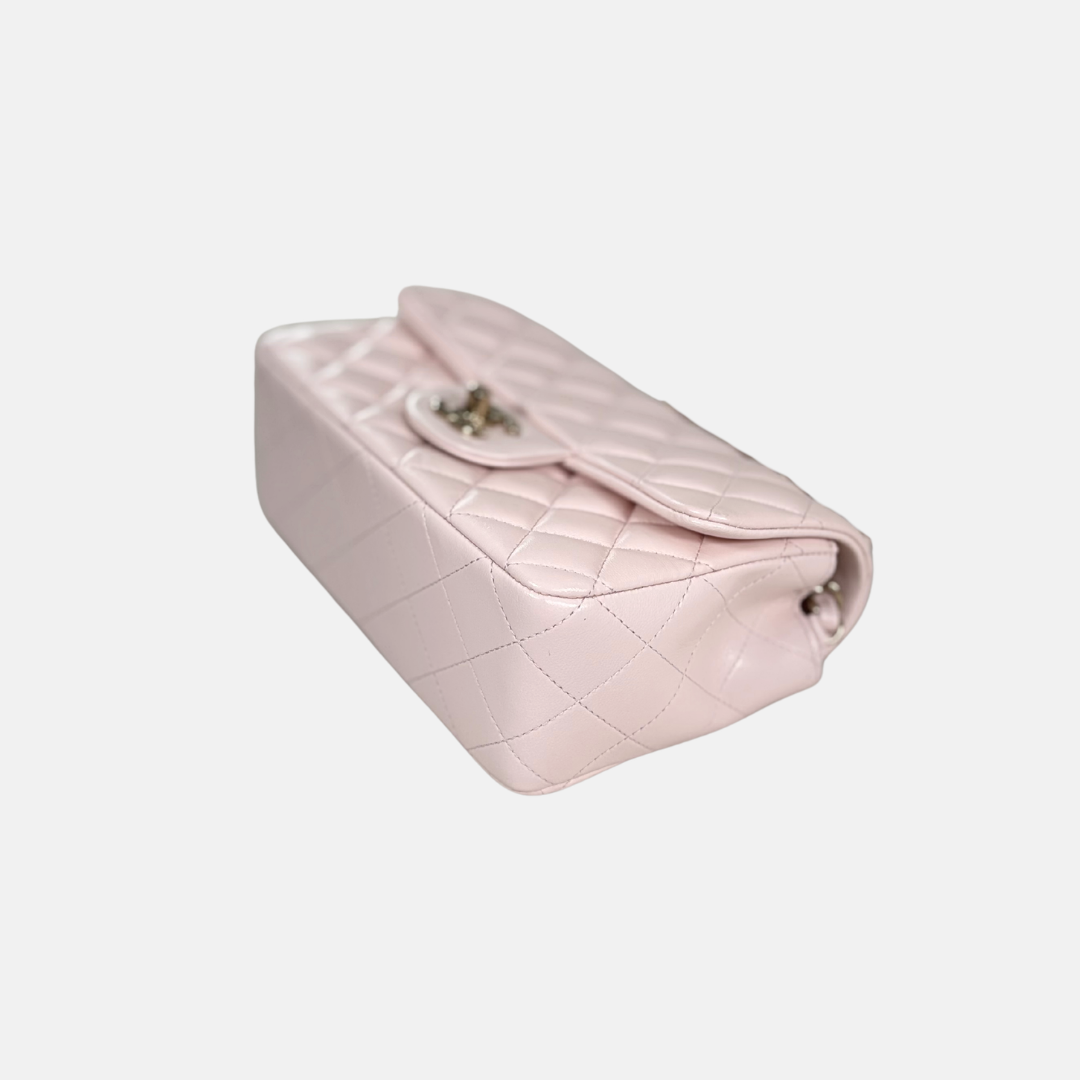 Mini Flap Pale Pink Lambskin Leather Gold Hardware Microchip