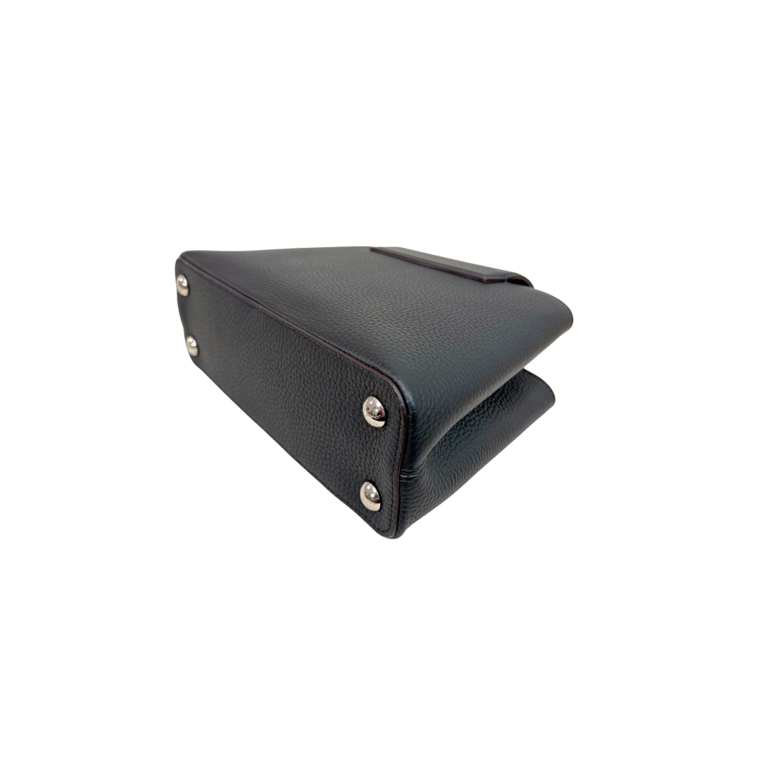 Capucines Snake Skin  Top Handle BB Taurillon Black Silver Hardware