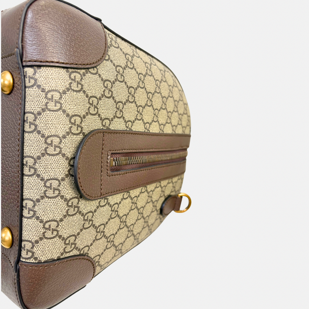 Savoy Duffle Bag GG Supreme Canvas Neon Green Gold Hardware