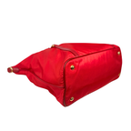 Tessuto Tote Red Saffiano Leather Gold Hardware