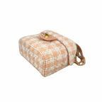 Tweed Mini Square Flap Bag Light Orange Ecru Gold Hardware