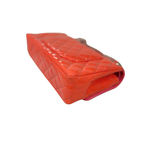 Classic Double Flap Medium Coral Orange Patent Leather Series 21