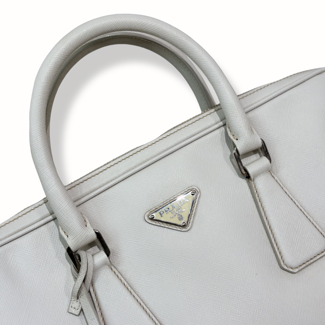 Saffiano Travel Galleria Briefcase/Laptop Bag White