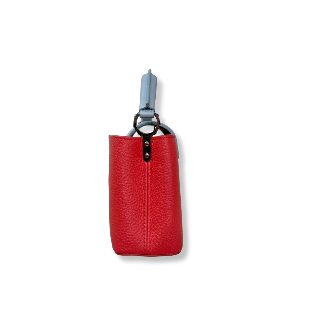 Taurillon Capucines Mini Bag Coral & Light Blue Colorway