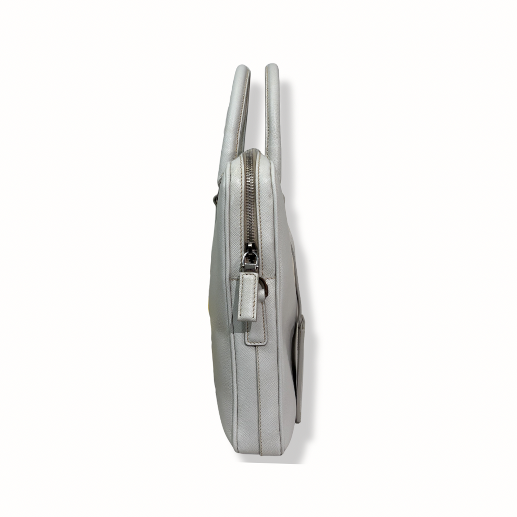 Saffiano Travel Galleria Briefcase/Laptop Bag White