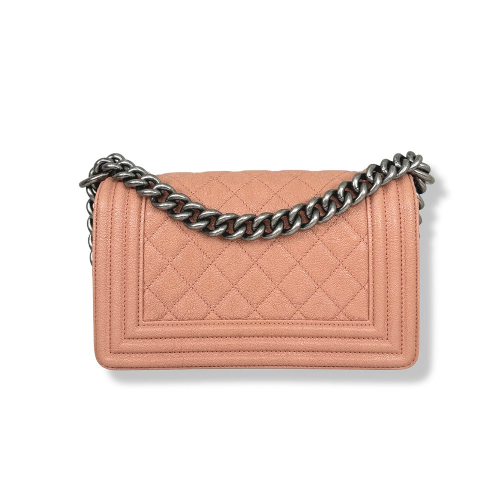 Boy Flap Blush Pink Caviar Leather Silver-Tone Hardware