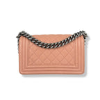 Boy Flap Blush Pink Caviar Leather Silver-Tone Hardware