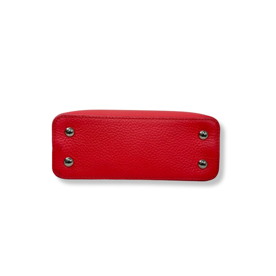 Taurillon Capucines Mini Bag Coral & Light Blue Colorway