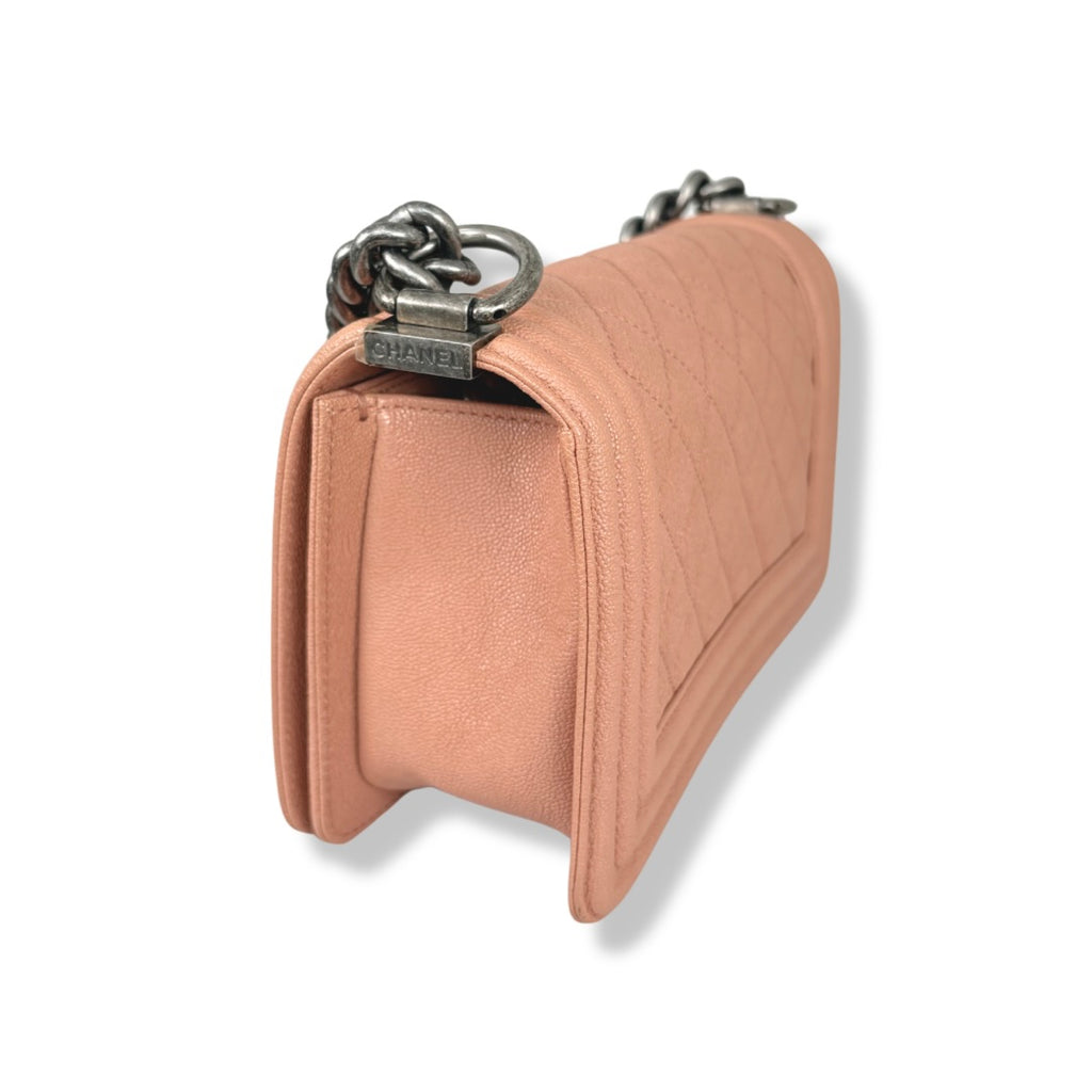 Boy Flap Blush Pink Caviar Leather Silver-Tone Hardware
