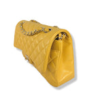 Classic Double Flap Medium Mustard Caviar Leather Gold Hardware