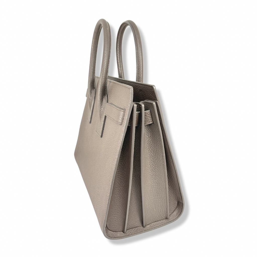 Sac De Jour Grey Grained Calfskin Leather
