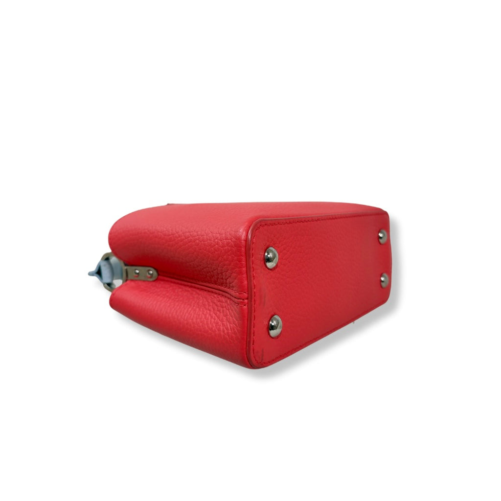 Taurillon Capucines Mini Bag Coral & Light Blue Colorway