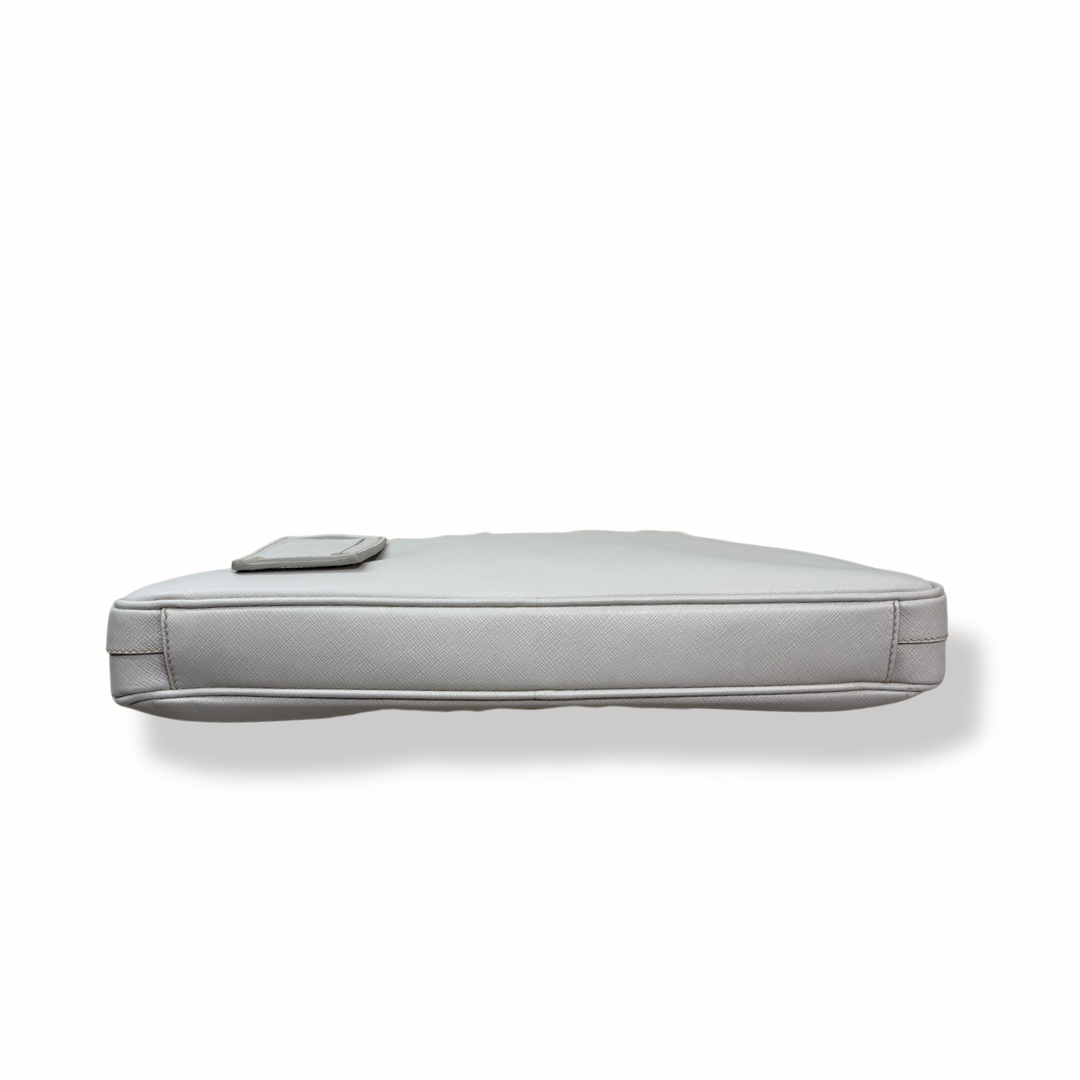 Saffiano Travel Galleria Briefcase/Laptop Bag White