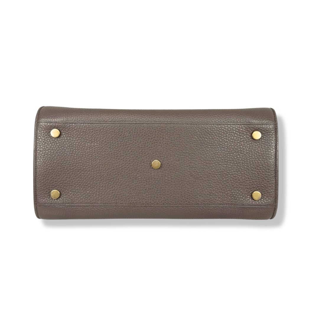 Sac De Jour Grey Grained Calfskin Leather