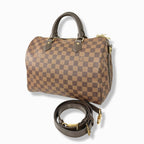 Speedy Bandoulière 30 Damier Ebene Leather Gold Hardware