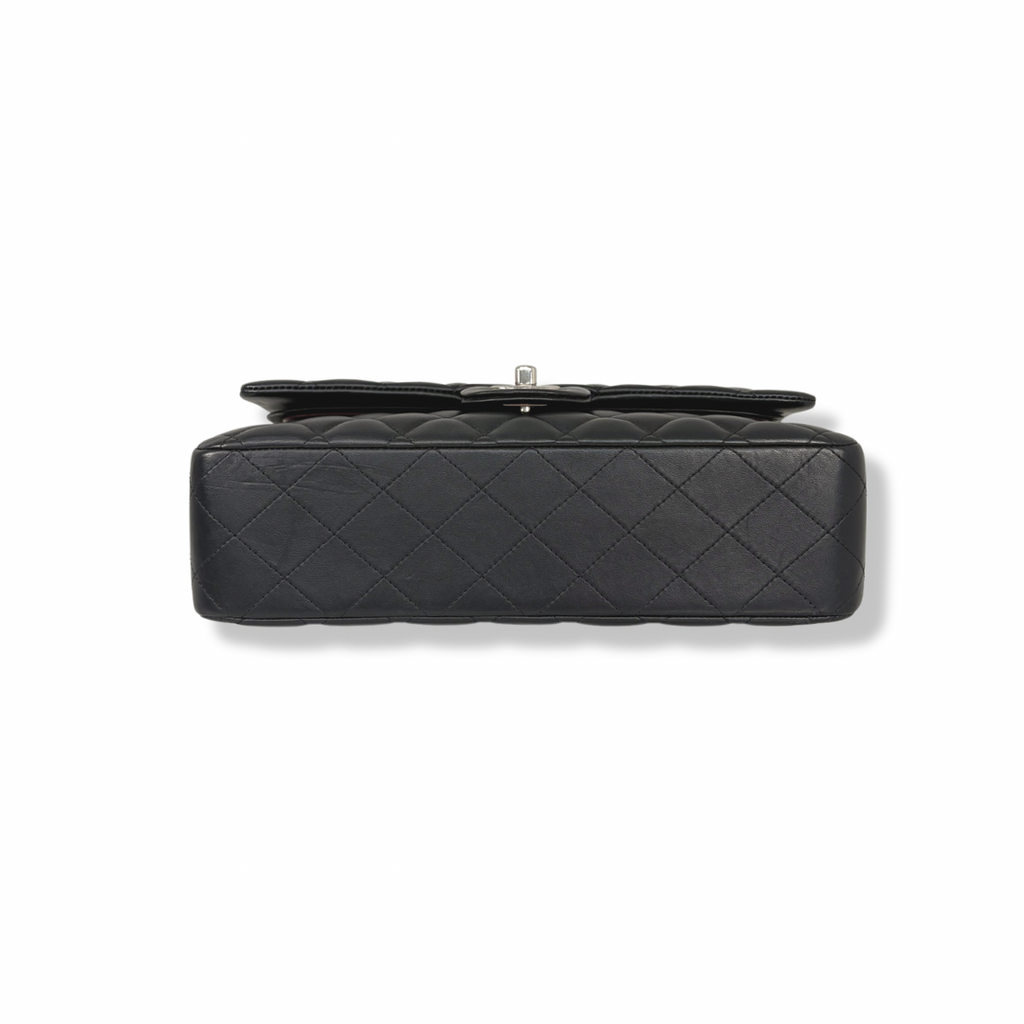 Classic Double Flap Medium Black Lambskin Leather Silver Hardware