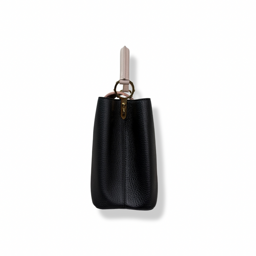 Capucines Black Taurillon Beige Handle Gold Hardware