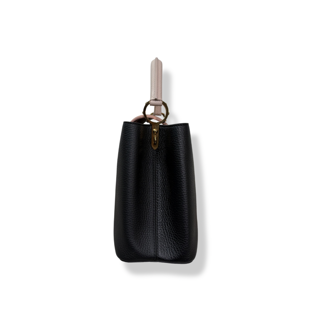 Capucines Black Taurillon Beige Handle Gold Hardware