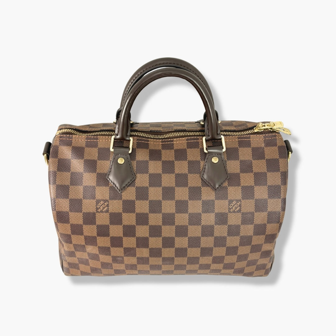 Speedy Bandoulière 30 Damier Ebene Leather Gold Hardware