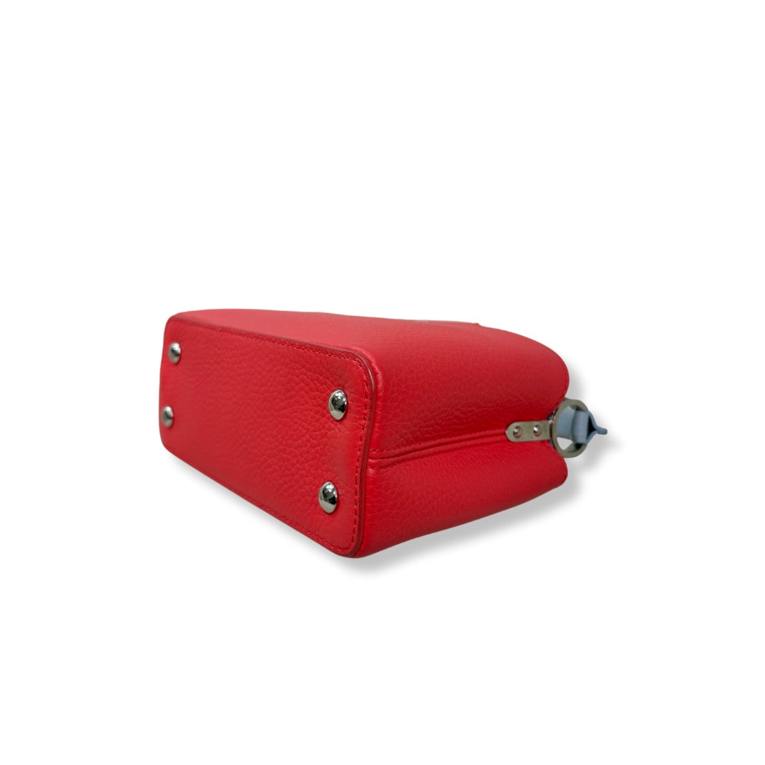 Taurillon Capucines Mini Bag Coral & Light Blue Colorway
