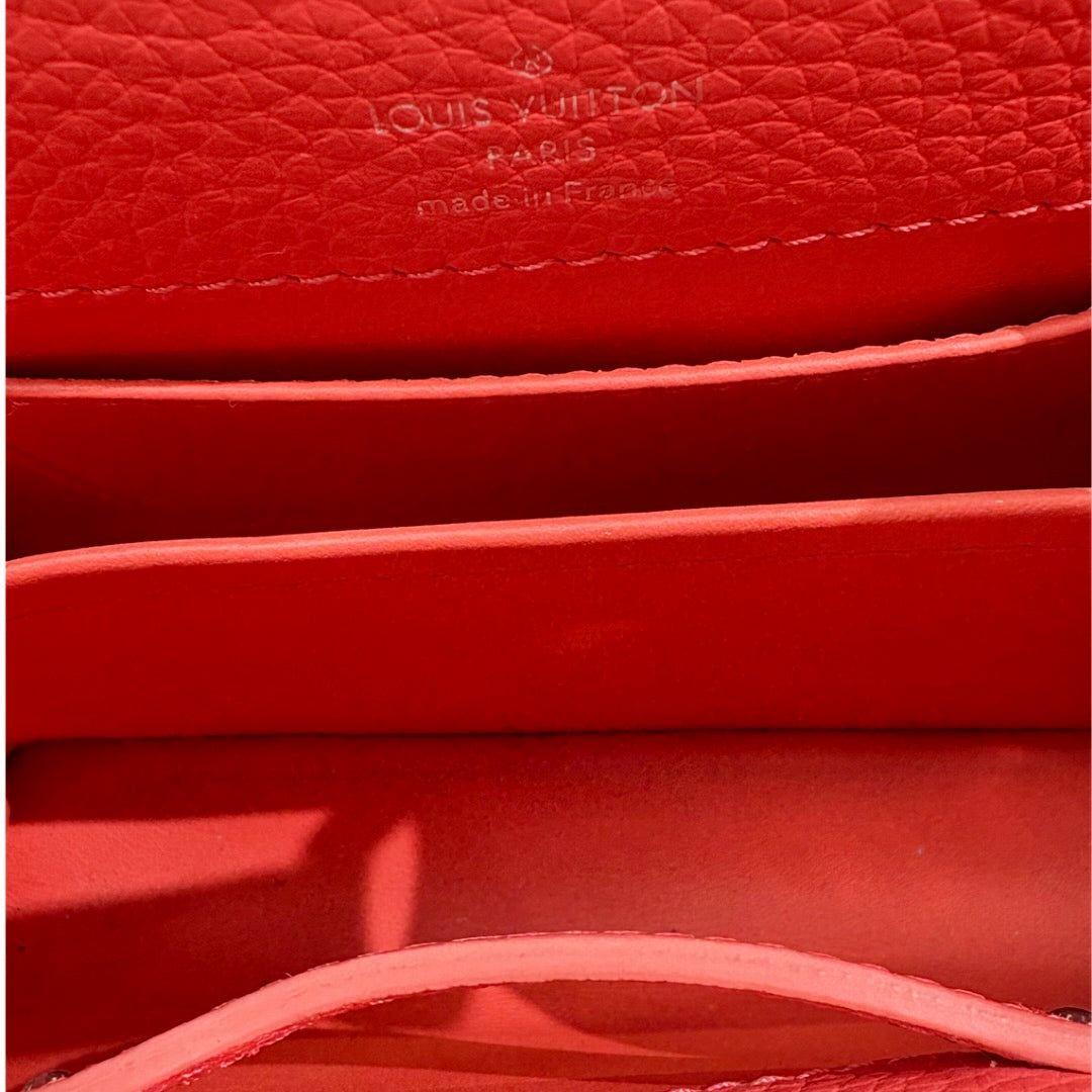 Taurillon Capucines Mini Bag Coral & Light Blue Colorway