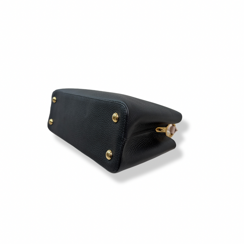 Capucines Black Taurillon Beige Handle Gold Hardware