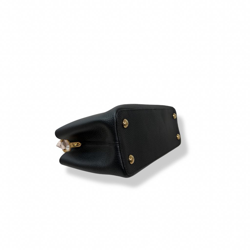 Capucines Black Taurillon Beige Handle Gold Hardware