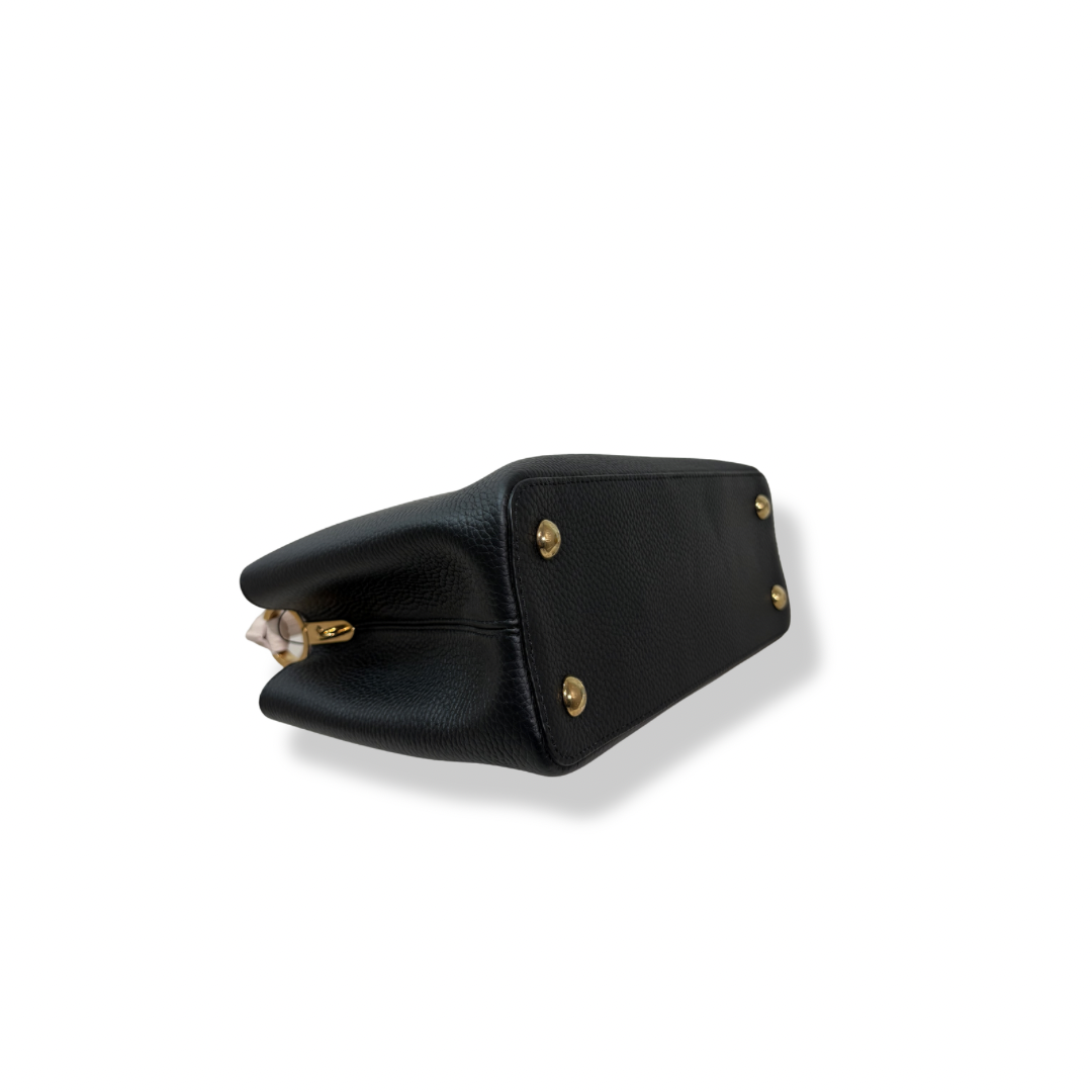 Capucines Black Taurillon Beige Handle Gold Hardware