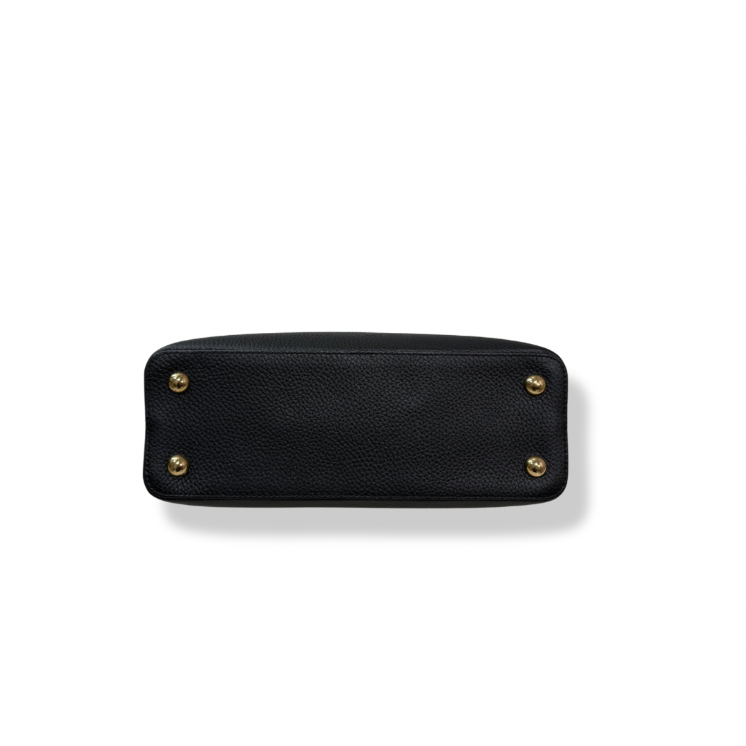Capucines Black Taurillon Beige Handle Gold Hardware