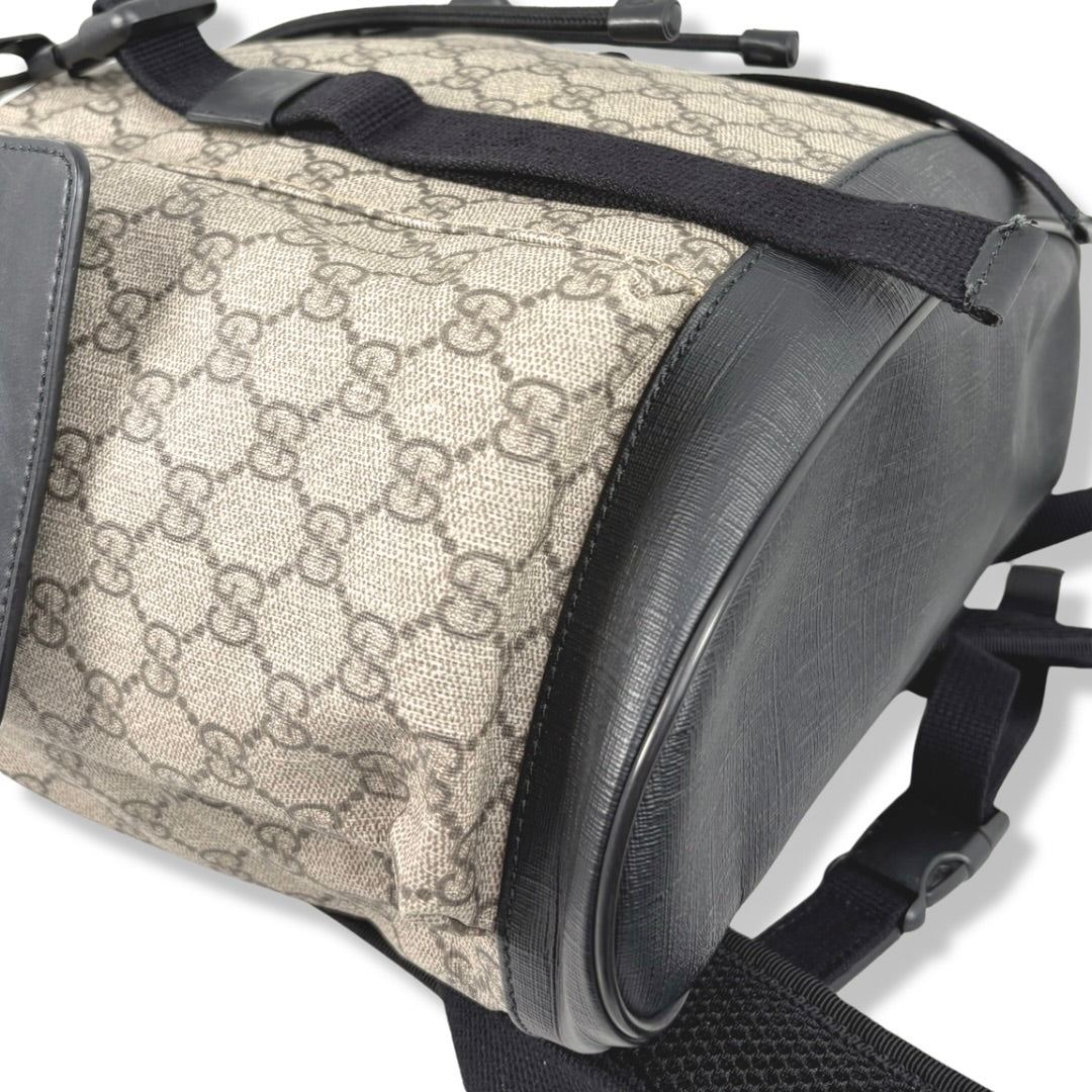 Backpack GG Supreme Monogram Beige & Black Leather Trim