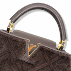 Capucines BB Brown Quilted Fur Gold Hardware