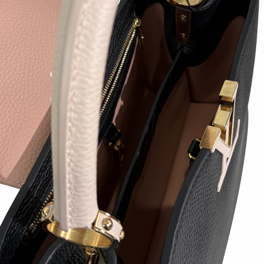 Capucines Black Taurillon Beige Handle Gold Hardware