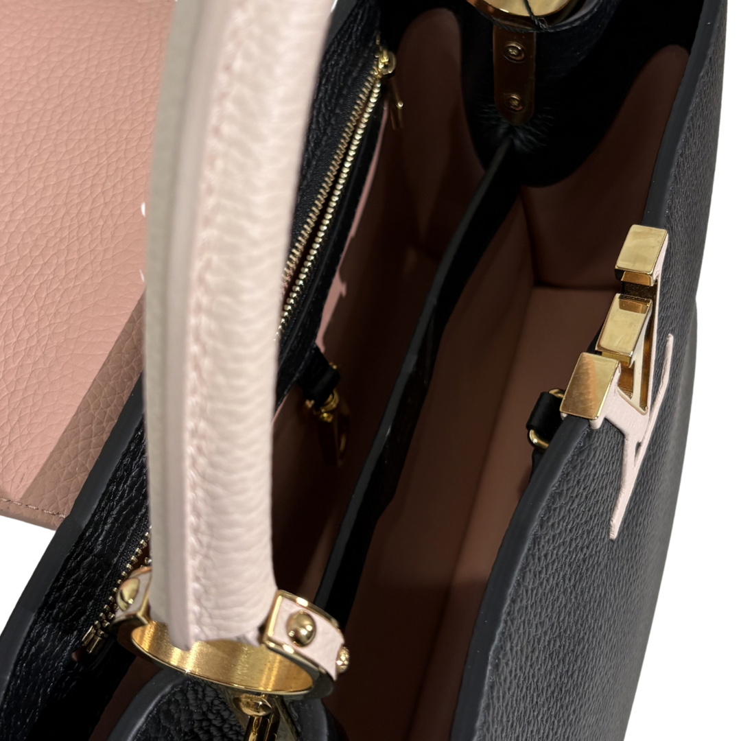 Capucines Black Taurillon Beige Handle Gold Hardware