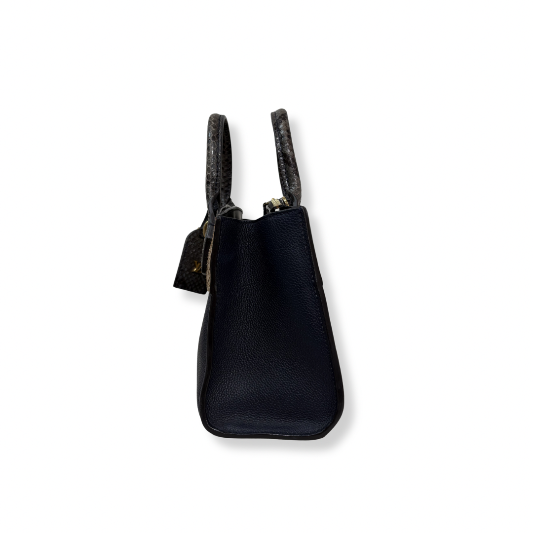 City Steamer Mini Navy Taurillon Leather Python Skin Trim
