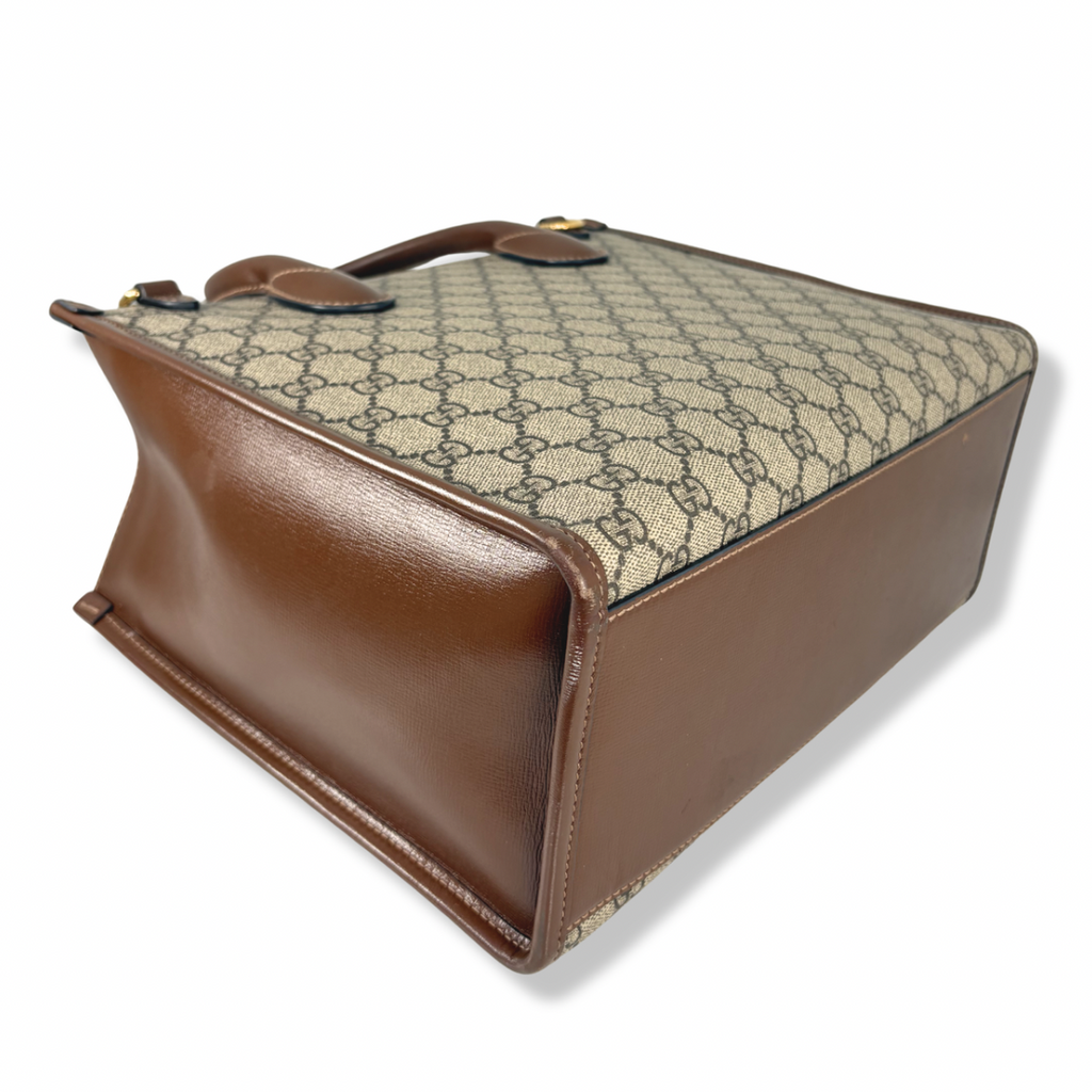 GG Supreme Canvas Small Tote Bag Beige & Ebony