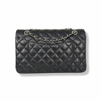 Classic Double Flap Medium Black Lambskin Leather Silver Hardware